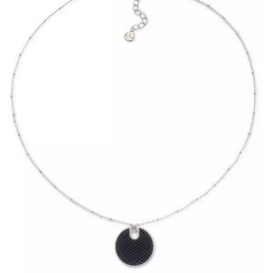 Alfani Silver-Tone Faux-Leather Circle Long Pendant Necklace